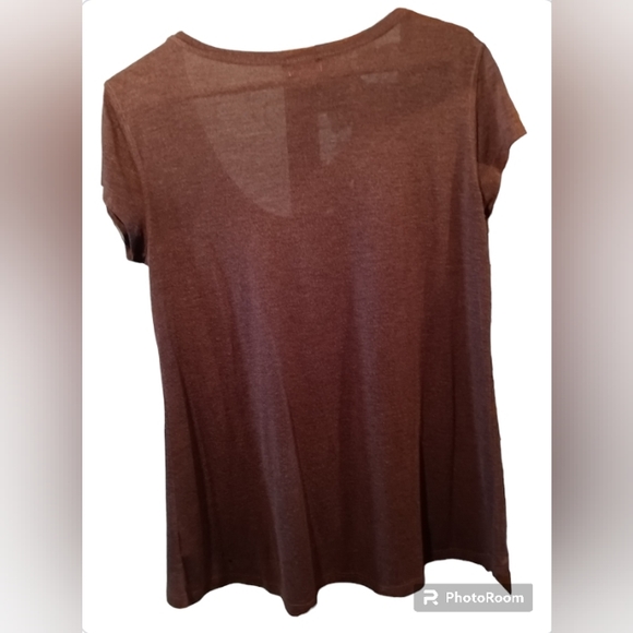 Mossimo Supply Co.Gold & Bronze Studded Brown Scoop neck loose Tee shirt - Picture 2 of 2